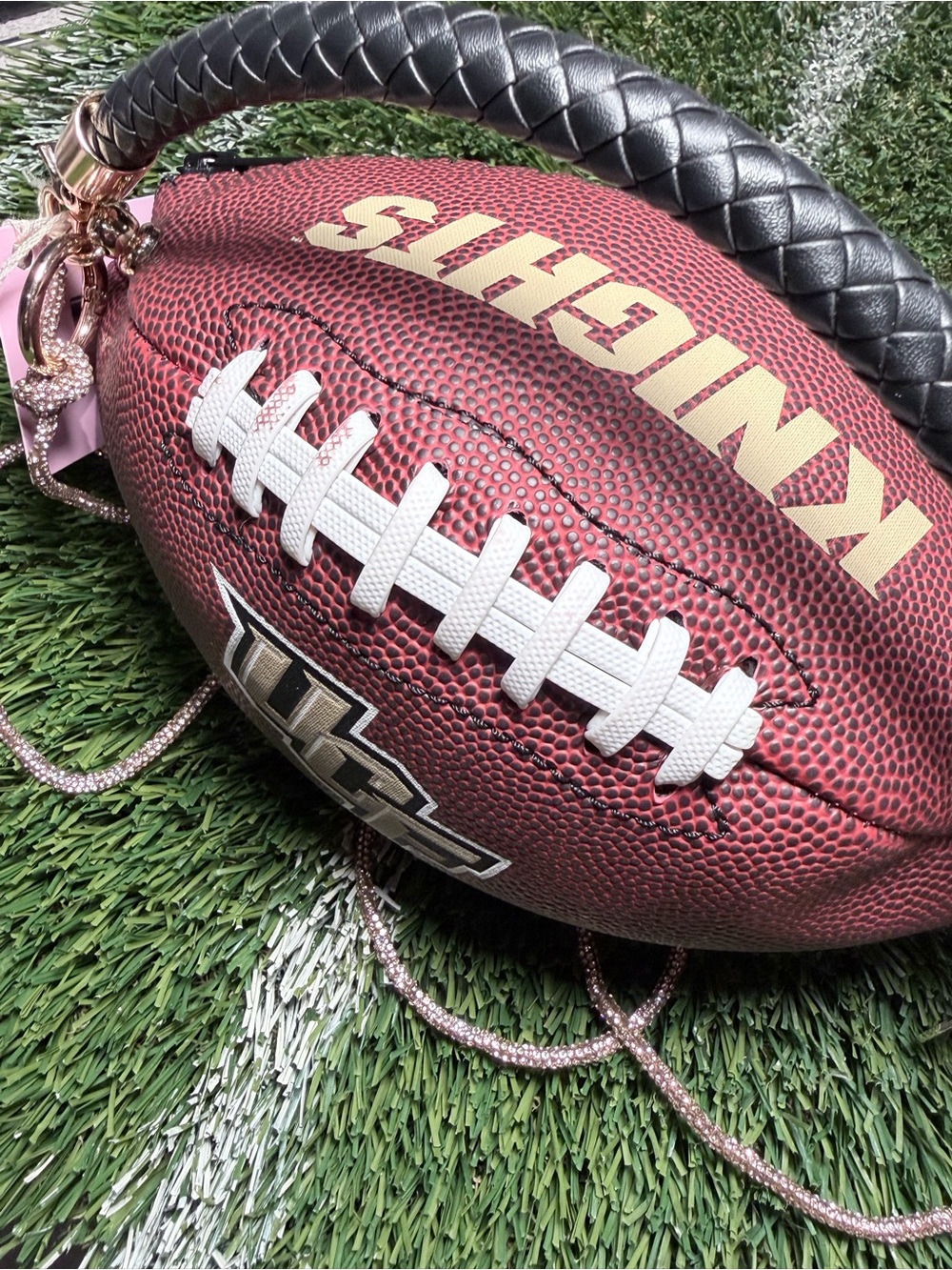 UCF Football Purse - Black Handle, Brown Ball